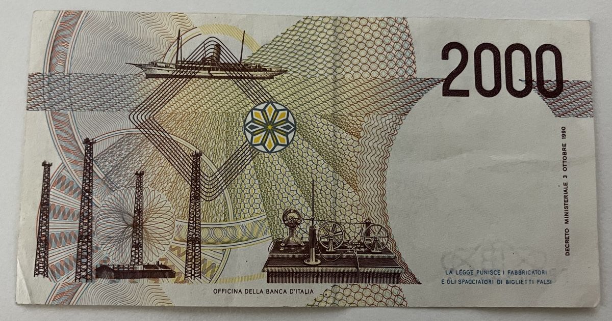 Banknoten: Italien 2000 Lire 1990 – Gebraucht aus Algetshausen von  1