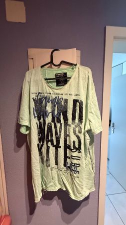 Camp David T-Shirt grün, gestreift 3XL
