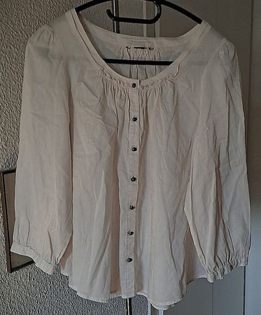 Hübsche, hellbeige Baumwollbluse, Damen,  Grösse L