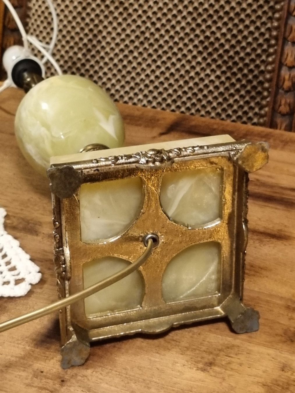 Lampen: Vintage Onyx Tischlampe Messing Barock mit Schirm – Gebraucht aus Scharnachtal von devin03 3