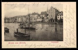 AK Zürich, Partie am Limmatquai, 1903