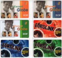 Exell Globe + EUROLINK - 2 rare Prepaid Telefonkarten Serien