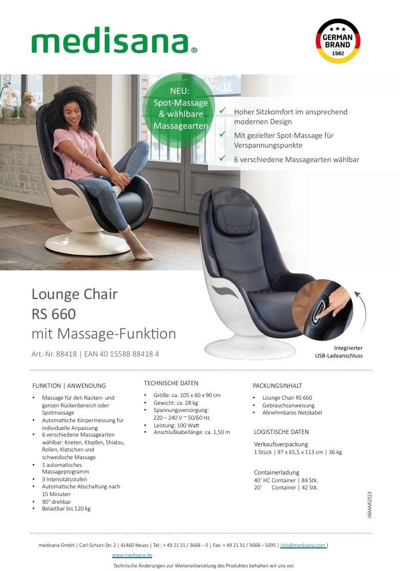 Medisana Poltrone: Massagesessel RS660 Medisana – Usato da Wängi venduto da SPCSHOP 6