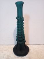 Hübsche Vintage Vase Petrolfarben Glas gedreht Handarbeit