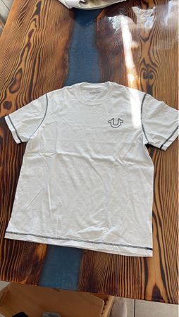 T-shirt True Religion blanc logo noir état neuf
