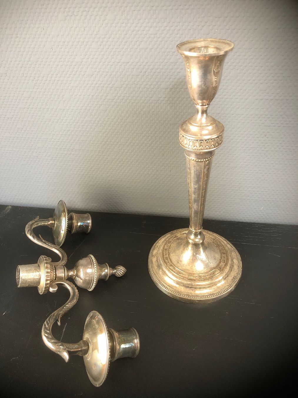 Portacandele: Kerzenständer 1er oder 2er, Silbern, Jugendstil – Usato da Laufenburg venduto da industrial-silence 6