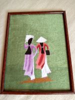 Handstickerei, gerahmt, Wandbild, Asiatische Motive.