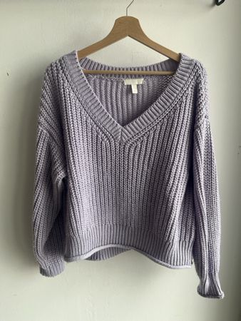 H&M Damen Grobstrickpullover – Flieder/Lila – Grösse L