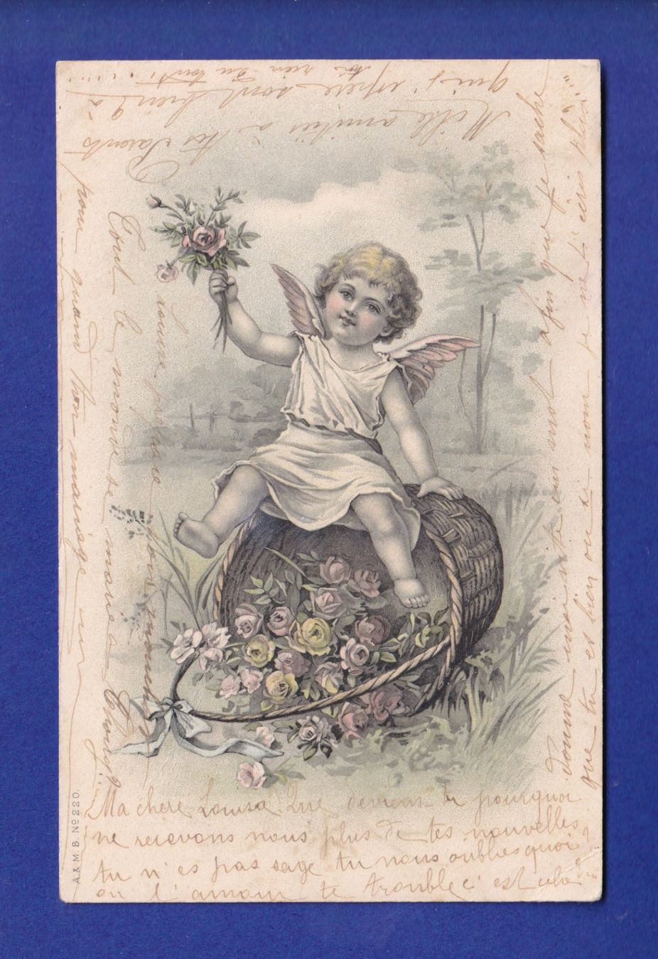 Ansichtskarten: ENFANT - Ange et fleurs – Gebraucht aus Pully von nicecards-shop