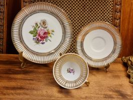 Mitterteich Bavaria Art Déco Sammeltasse 3-tlg Golddekor