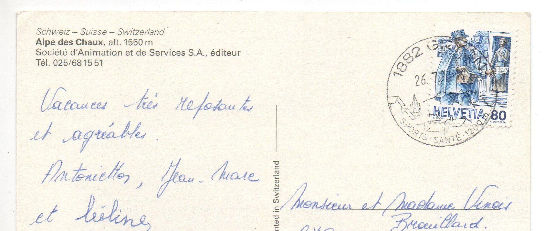 Ansichtskarten: Alpe des CHAUX – Gebraucht aus Jona von philajona 1