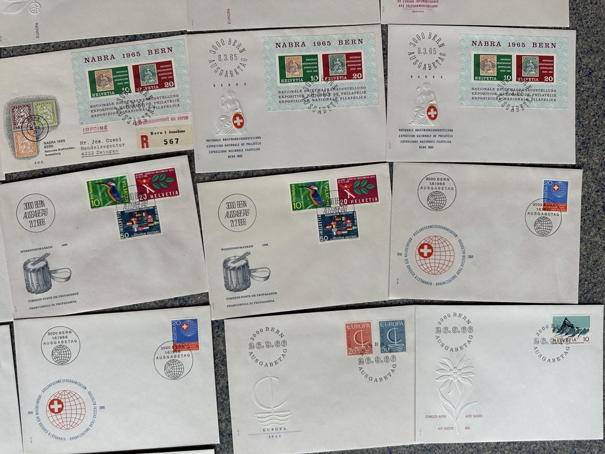Tutti i francobolli: Schweiz - 38x FDC  1961-1966 – Usato da Schmitten / FR venduto da Samsara169 4