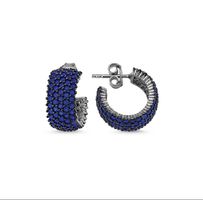 Ohrringe Creole Alliance Zirkonia 925 Silber blau 12mm