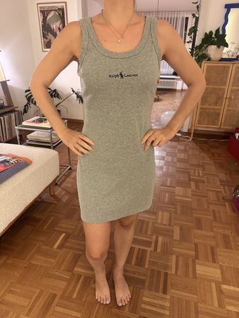 Vintage Graues Baumwoll Kleid von Ralph Lauren