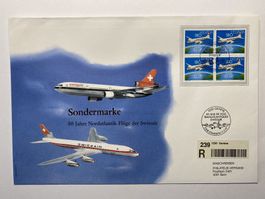 FDC Grossbrief 50 Jahre Nordatlantik-Flüge der Swissair 1997