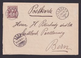 1886, spezielle Postkarte von ADELBODEN nach BERN
