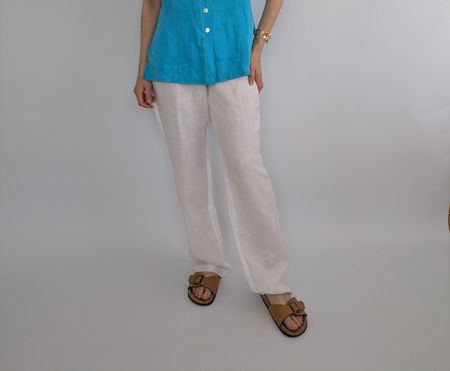 Sommerliche Leinenhose, weiss, Gr. 40, top Zustand!