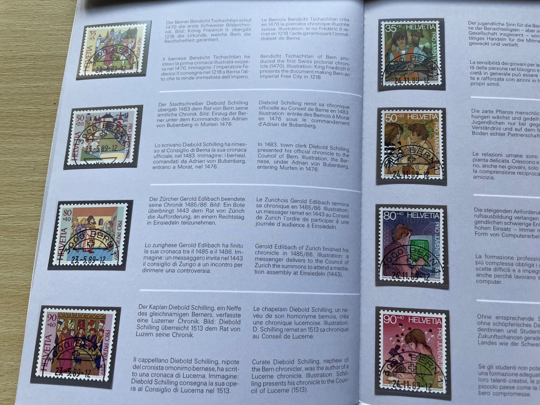 Tutti i francobolli: Carnet timb. 1989, prix poste 29.- SBK 69.- – Usato da Sonceboz-Sombeval venduto da Comment2 1