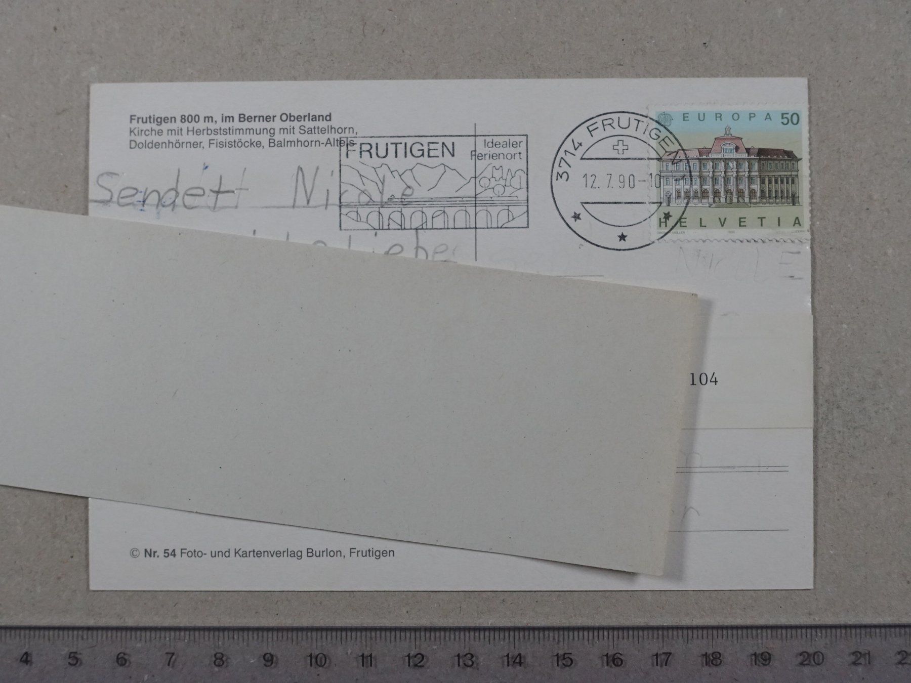 Cartoline postali: Frutigen, 1990, Kirche – Usato da Lenzburg venduto da fh1 1