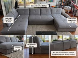 Grosses U-Sofa/ Sofalandschaft Grau