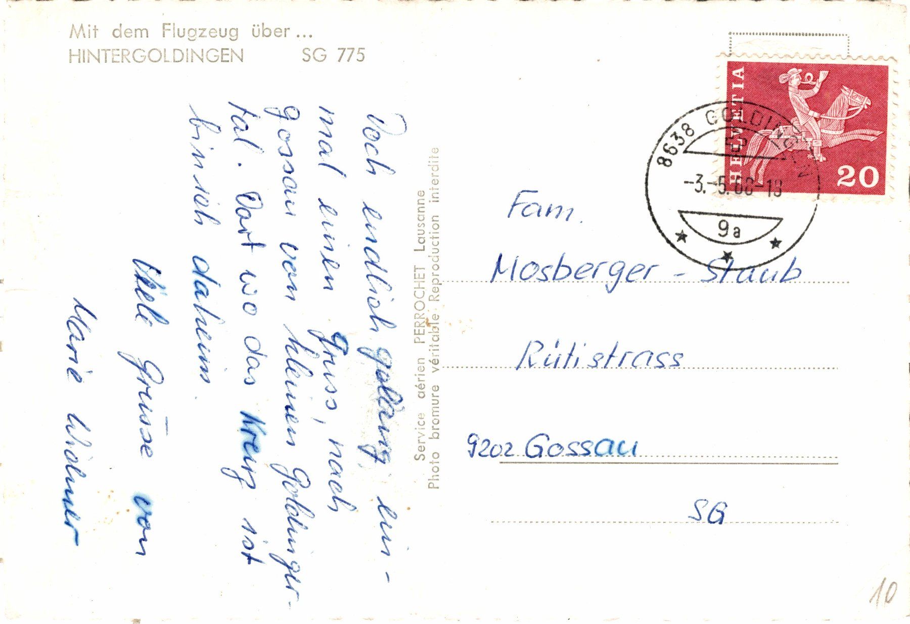 Cartoline postali: Mit dem Flugzeug über ... Hintergoldingen – Usato da Bronschhofen venduto da Astore 1