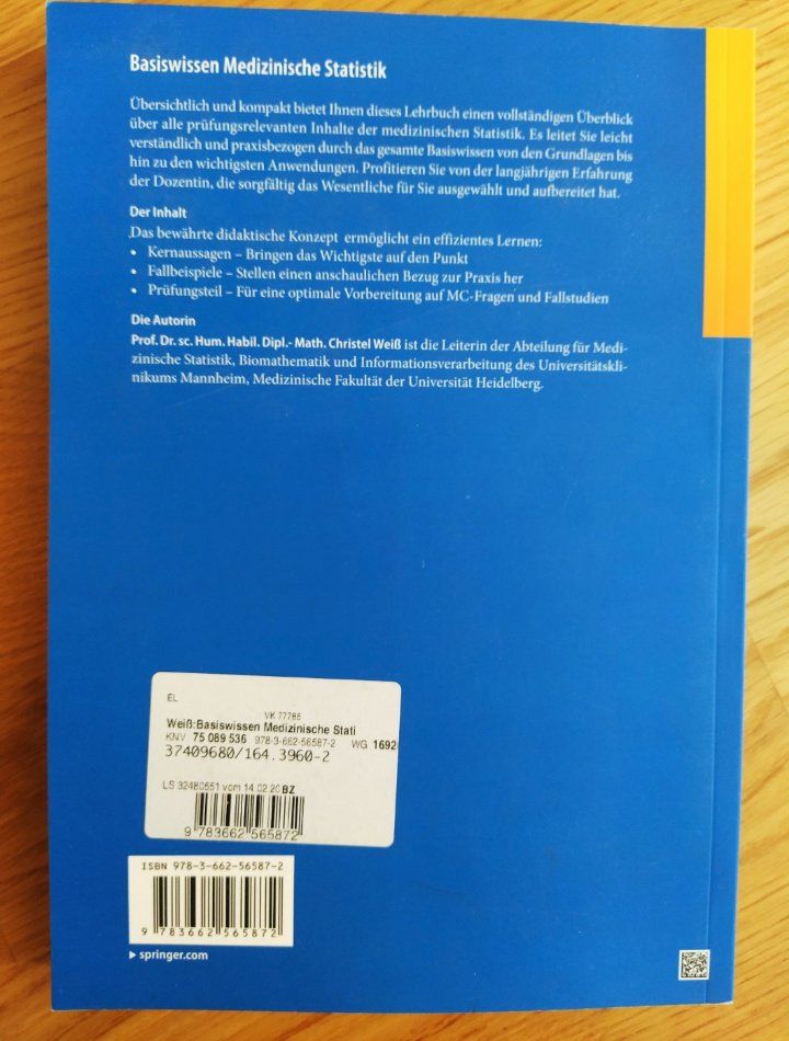 Libri: Basiswissen Medizinische Statistik – Usato da Ebnat-Kappel venduto da nadine1994 1
