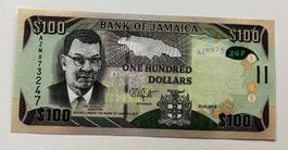 Jamaika 100 Dollars Neuwertig 2014