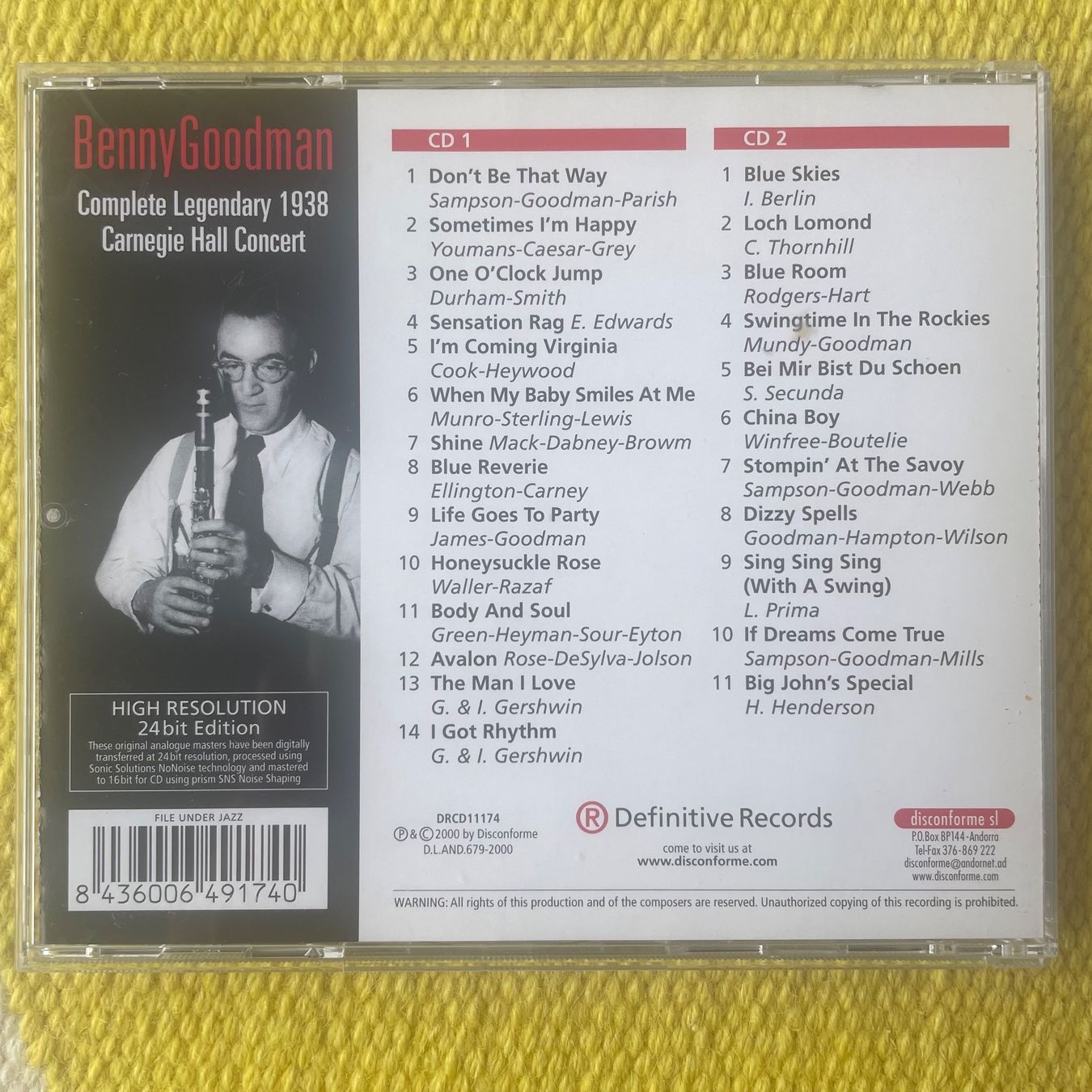 CDs: BENNY GOODMAN-2CD COMPLETE LEGENDARY 1938 CARNEGIE HALL CONC – Gebraucht aus Rorschacherberg von CD-Roli 1