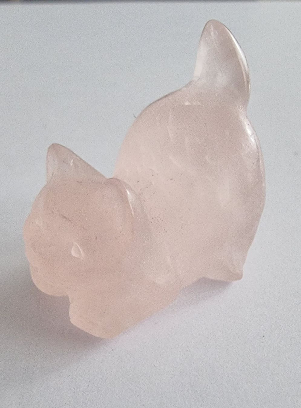Statuette: Rosenquarz Katze Statue / Figur – Nuovo e nell'imballaggio originale da Menziken venduto da Mirager 1