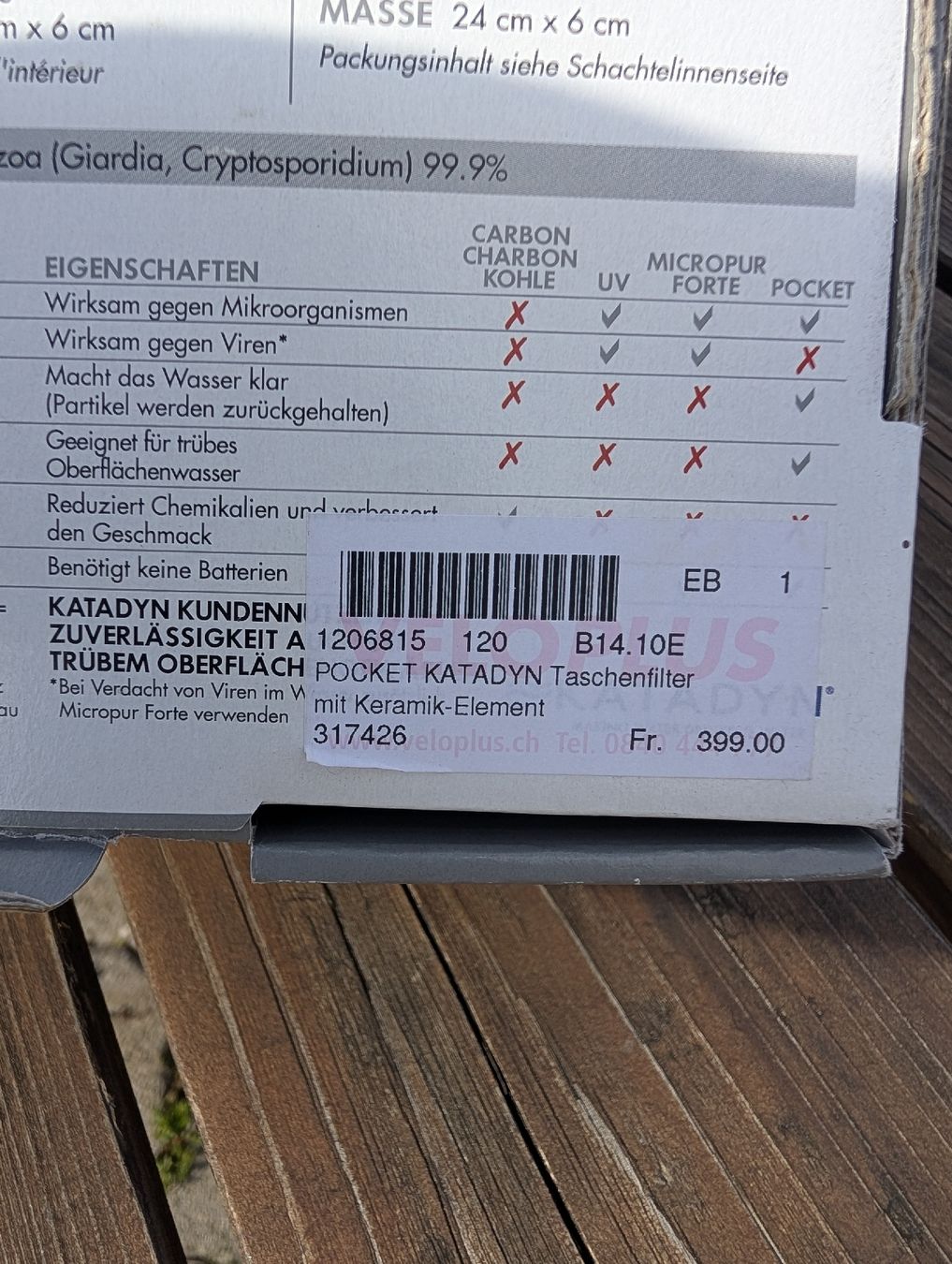 Katadyn Sanitari: Katadyn Pocket Wasserfilter, ungebraucht, Originalverpackt. – Nuovo e nell'imballaggio originale da Stansstad venduto da kli_fk6s 2
