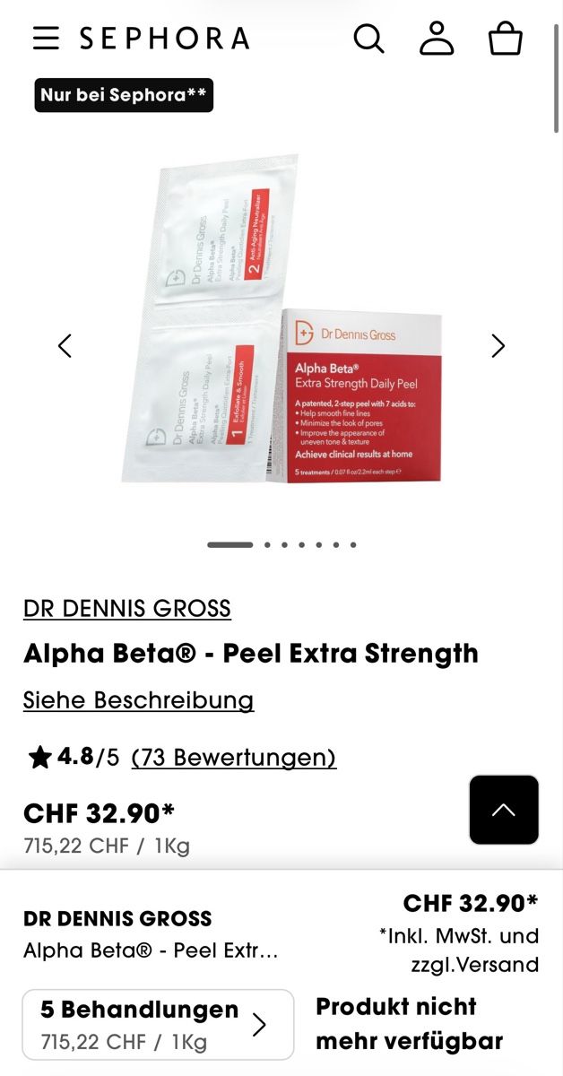 Sephora Cura del viso: Dr. Dennis Gross Peeling Alpha Beta Extra Strength 3 Stk – Nuovo e nell'imballaggio originale da Zürich venduto da deruja 4