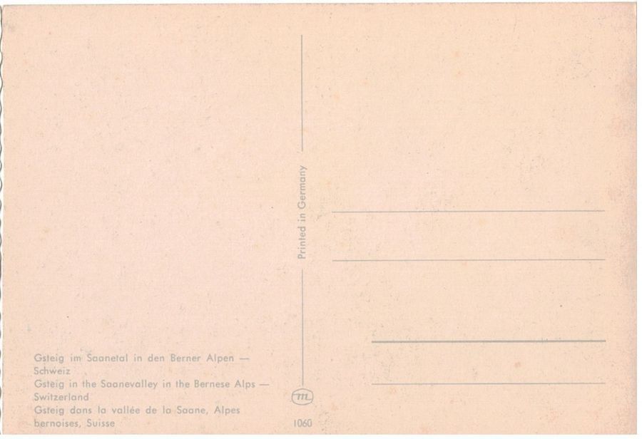 Cartoline postali: Gsteig, Saanetal, Kirche, um 1975 – Usato da Frauenfeld venduto da POML 1