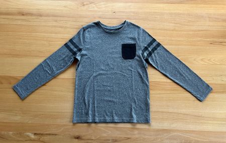 Grau meliertes Kinder Langarm Shirt Grösse 146/152