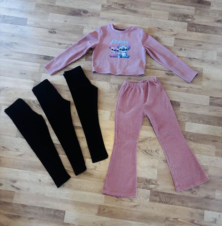 Mädchen Kleiderpaket: Stitch Pullover, Cordhose & Leggings