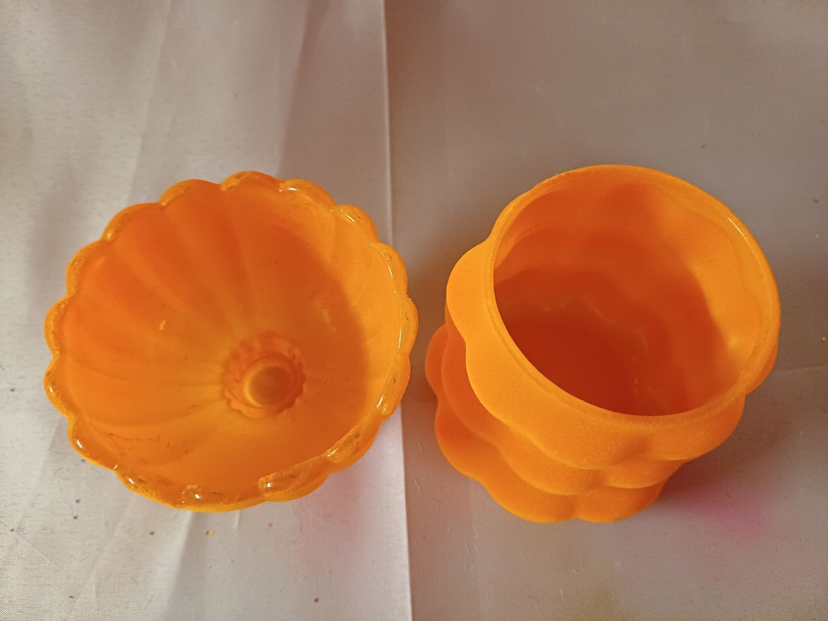 Portacandele: neu: 2er Set Windlichter orange Glas, samtartig, Deko – Nuovo (secondo la descrizione) da Nassen venduto da verrueckt 1