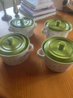 4 Keramik-Töpfchen mit Deckel 