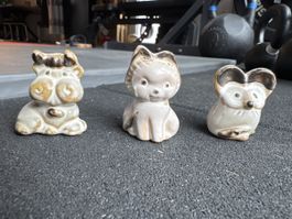 Lot de 3 figurines vintage en céramique, animaux mignons
