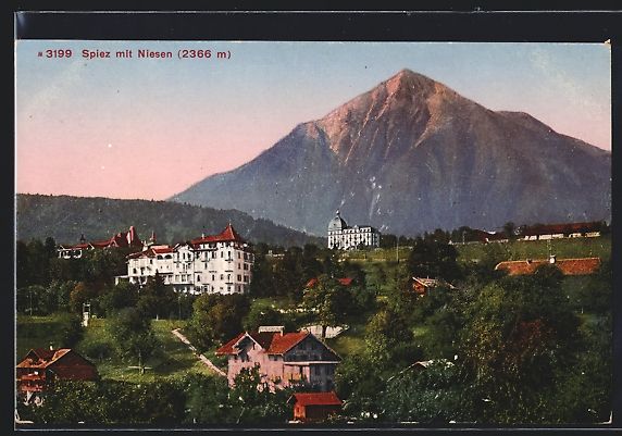 Cartes postales: AK Spiez, Panorama mit Niesen – D'occasion à Berlin par bartko-reher