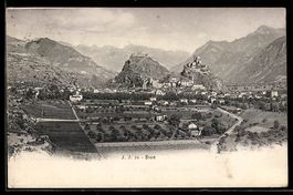 AK Sion, Ortsansicht mit Burg, 1906