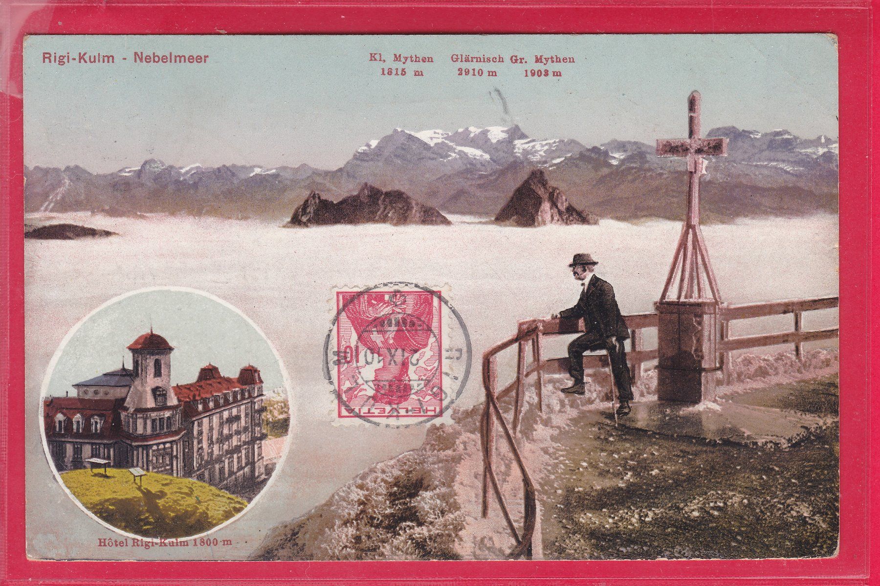 Cartoline postali: RIGI-KULM - NEBELMEER, 21.10.1910 – Usato da Oberrieden venduto da Gebirgsstelze