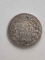 2 Franken Muenze Schweiz 1878 gebraucht