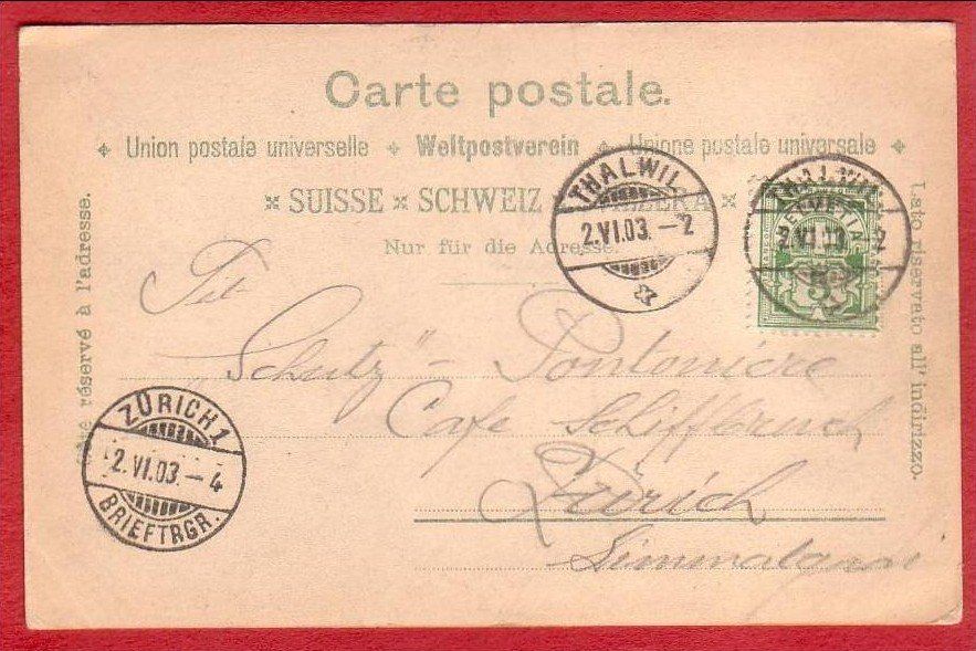 Cartoline postali: THALWIL, THALWEIL, LITHO 1903 – Usato da Grüningen venduto da Kartensammler 1