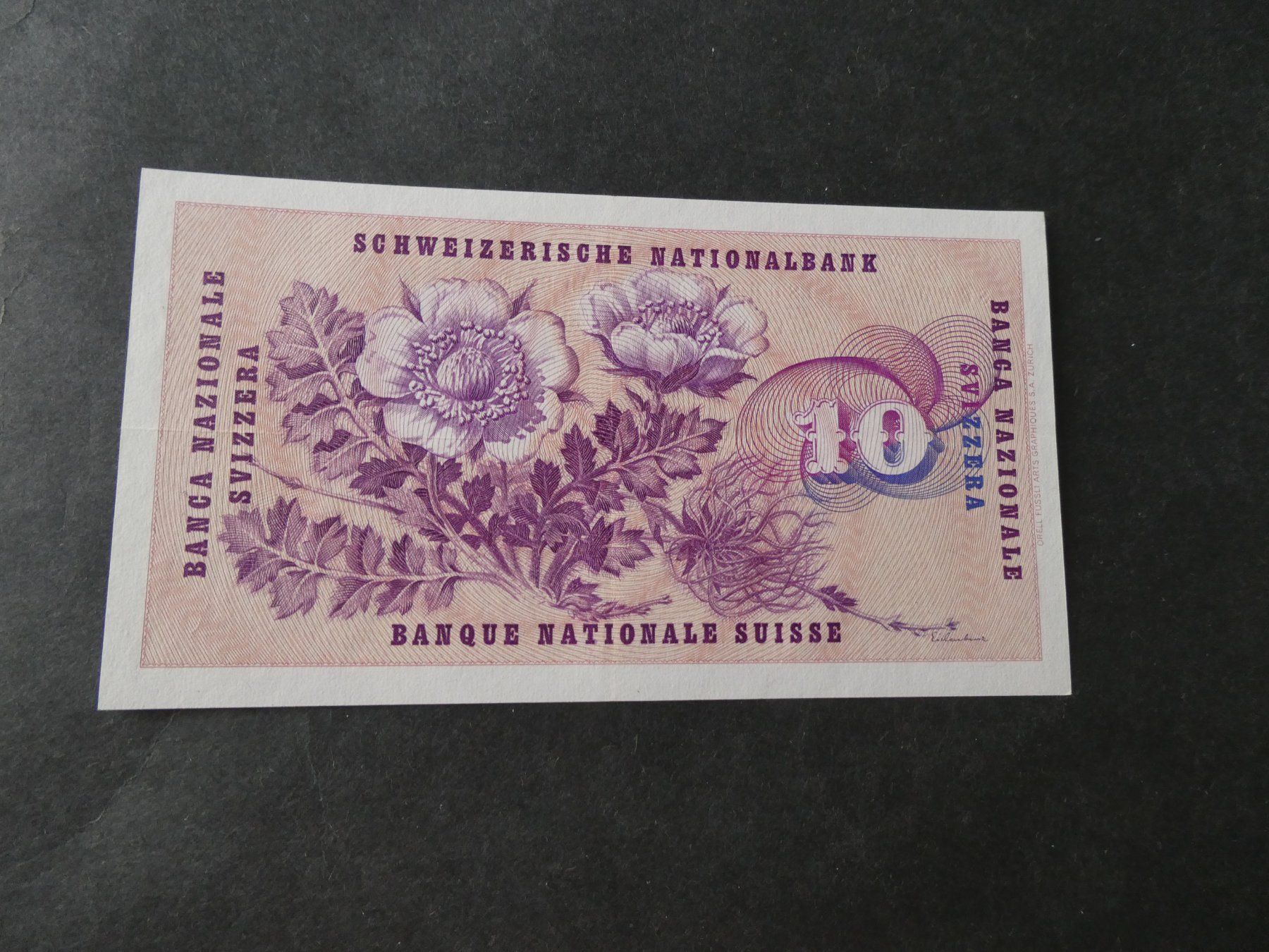 Banconote: Schweiz 1960, 10 Franken ungefaltet – Usato da Hinterforst venduto da Rohusri 1