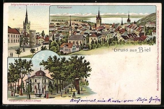 Ansichtskarten: Litho Biel, Zeitglockenturm u. alte Stad – Gebraucht aus Berlin von bartko-reher