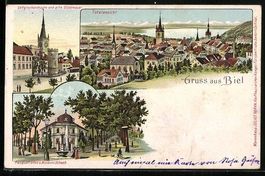 Litho Biel, Zeitglockenturm u. alte Stad
