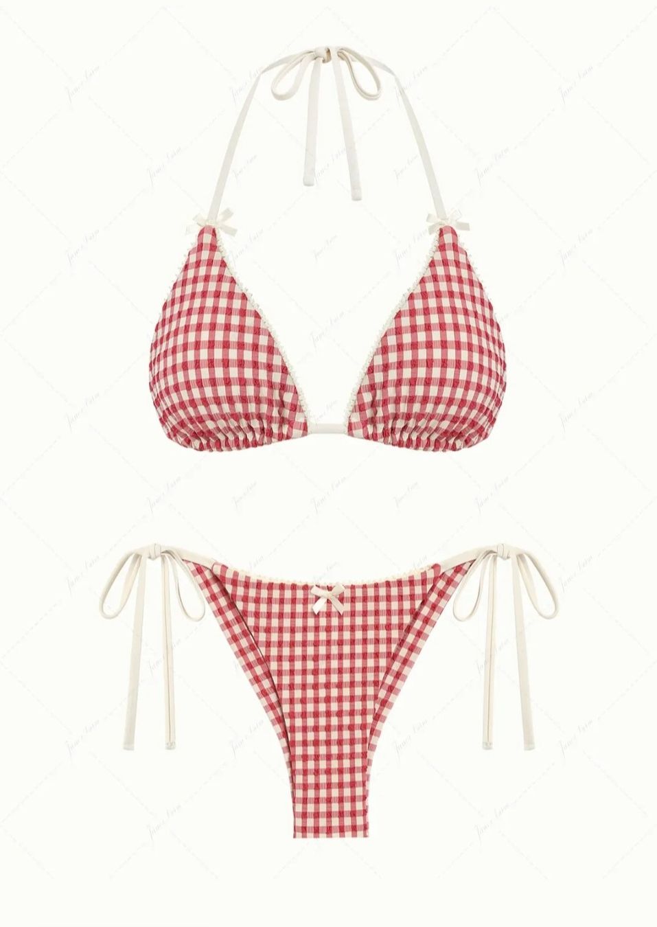 Costumi da bagno & Bikini: Pomegranate Red Gingham Bikini Set – Nuovo e nell'imballaggio originale da Marly venduto da Nabrudis