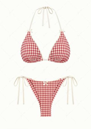 Pomegranate Red Gingham Bikini Set