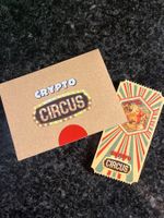 Kryptobriefmarke Circus rot gelbes Zelt