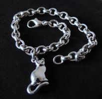 Katze Silber 925 Armband maximal 20,5 cm