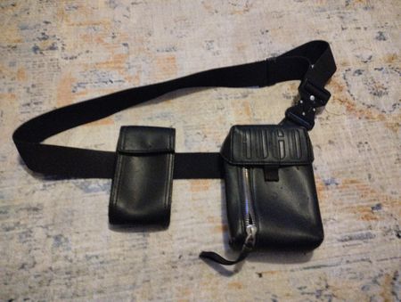 HUGO black leather utility bag with strap 